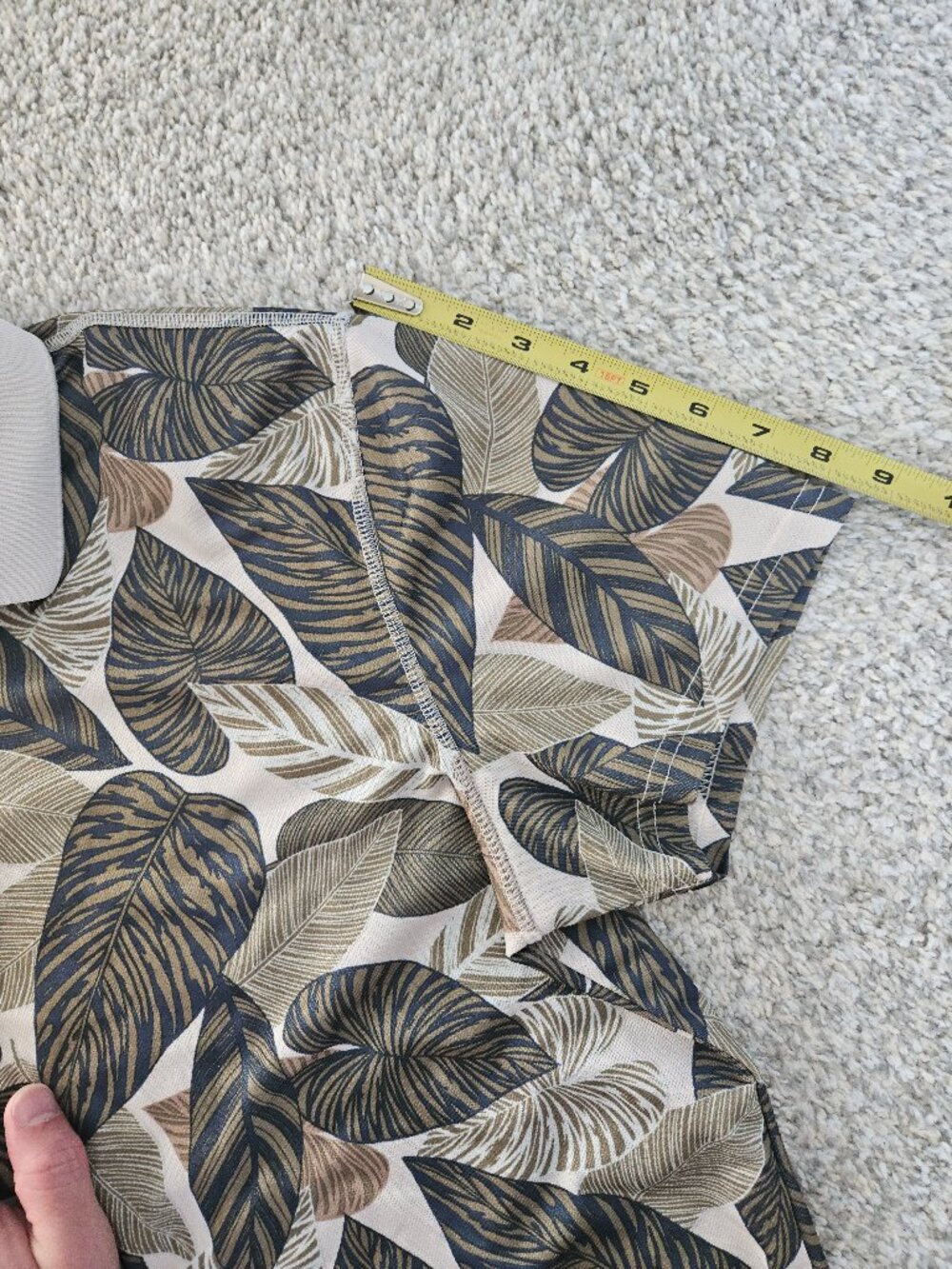 Apt. 9 Premier Flex Performance Tropical Leaf Polo in Navy and Beige, Size XL - Picture 8 of 8